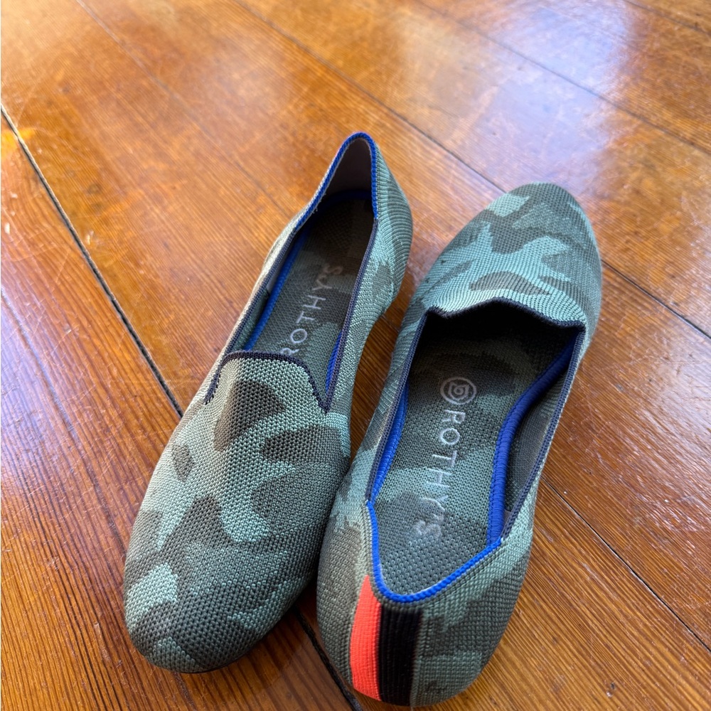 Rothy's Camouflage Flats with fluorescent accent